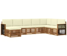 Lauko sofos komplektas su pagalve 6 pcs Natūralus ir grietinėlė