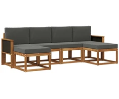 Lauko sofos komplektas su pagalve 6 pcs Natūralus ir antracitas