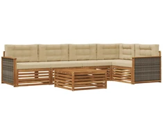 Lauko sofos komplektas su pagalve 6 pcs Natūralus ir bežinis