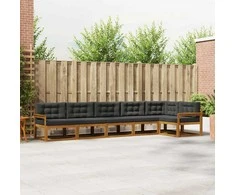 Lauko sofos komplektas su pagalve 6 pcs Natūralus ir antracitas