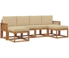 Lauko sofos komplektas su pagalve 6 pcs Natūralus ir bežinis