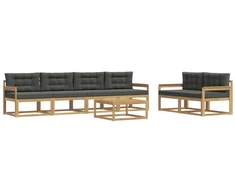 Lauko sofos komplektas su pagalve 6 pcs Balta ir antracito