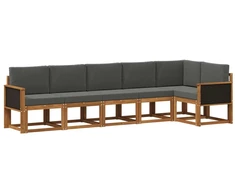 Lauko sofos komplektas su pagalve 6 pcs Natūralus ir antracitas