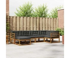 Lauko sofos komplektas su pagalve 6 pcs Natūralus ir antracitas