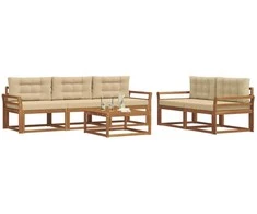 Lauko sofos komplektas su pagalve 6 pcs Natūralus ir bežinis
