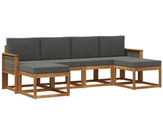 Lauko sofos komplektas su pagalve 6 pcs Natūralus ir antracitas