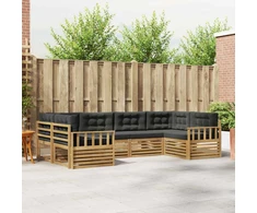 Lauko sofos komplektas su pagalve 6 pcs Balta ir antracito