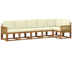 Lauko sofos komplektas su pagalve 6 pcs Natūralus ir grietinėlė