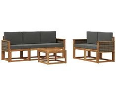 Lauko sofos komplektas su pagalve 6 pcs Natūralus ir antracitas