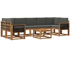 Lauko sofos komplektas su pagalve 6 pcs Natūralus ir antracitas