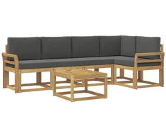 Lauko sofos komplektas su pagalve 6 pcs Balta ir antracito