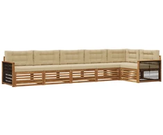 Lauko sofos komplektas su pagalve 6 pcs Natūralus ir bežinis