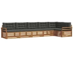 Lauko sofos komplektas su pagalve 6 pcs Natūralus ir antracitas