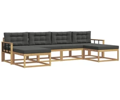 Lauko sofos komplektas su pagalve 6 pcs Balta ir antracito