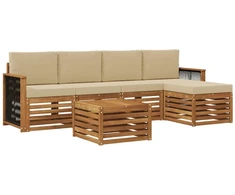 Lauko sofos komplektas su pagalve 6 pcs Natūralus ir bežinis