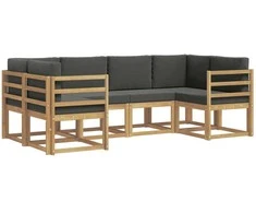 Lauko sofos komplektas su pagalve 6 pcs Balta ir antracito