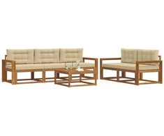 Lauko sofos komplektas su pagalve 6 pcs Natūralus ir bežinis