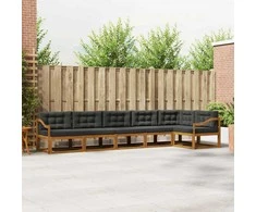 Lauko sofos komplektas su pagalve 6 pcs Natūralus ir antracitas