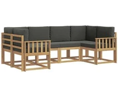 Lauko sofos komplektas su pagalve 6 pcs Balta ir antracito