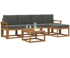 Lauko sofos komplektas su pagalve 6 pcs Natūralus ir antracitas