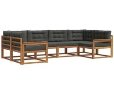Lauko sofos komplektas su pagalve 6 pcs Natūralus ir antracitas