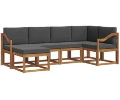 Lauko sofos komplektas su pagalve 6 pcs Natūralus ir antracitas