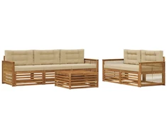 Lauko sofos komplektas su pagalve 6 pcs Natūralus ir bežinis