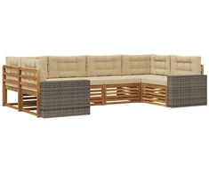 Lauko sofos komplektas su pagalve 6 pcs Natūralus ir bežinis