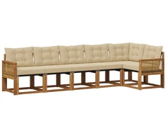 Lauko sofos komplektas 6 pcs Natūralus ir bežinis