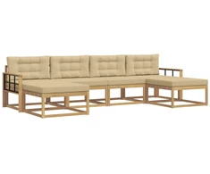 Lauko sofos komplektas su pagalve 6 pcs Balta ir kreminė