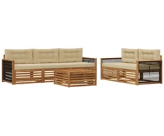 Lauko sofos komplektas su pagalve 6 pcs Natūralus ir bežinis