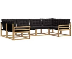 Lauko sofos komplektas su pagalve 6 pcs Balta ir juoda