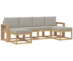 Lauko sofos komplektas su pagalve 6 pcs Balta ir šviesiai pilka