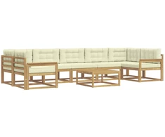 Lauko sofos komplektas su pagalve 6 pcs Balta ir kreminė
