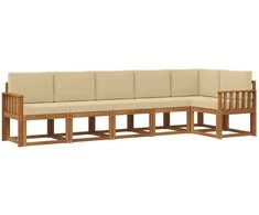 Lauko sofos komplektas su pagalve 6 pcs Natūralus ir bežinis