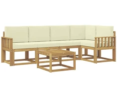 Lauko sofos komplektas su pagalve 6 pcs Balta ir kreminė