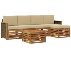 Lauko sofos komplektas su pagalve 6 pcs Natūralus ir bežinis