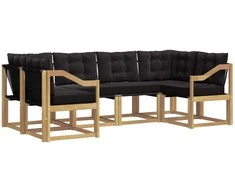 Lauko sofos komplektas su pagalve 6 pcs Balta ir juoda