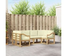 Lauko sofos komplektas su pagalve 6 pcs Balta ir kreminė