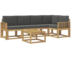 Lauko sofos komplektas su pagalve 6 pcs Balta ir antracito