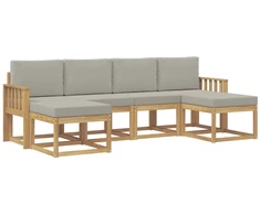Lauko sofos komplektas su pagalve 6 pcs Balta ir šviesiai pilka