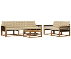 Lauko sofos komplektas su pagalve 6 pcs Natūralus ir bežinis