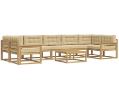 Lauko sofos komplektas su pagalve 6 pcs Balta ir kreminė