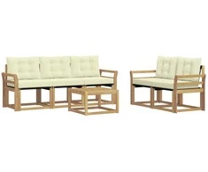 Lauko sofos komplektas su pagalve 6 pcs Balta ir kreminė