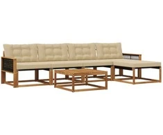 Lauko sofos komplektas su pagalve 6 pcs Natūralus ir bežinis