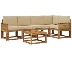 Lauko sofos komplektas su pagalve 6 pcs Natūralus ir bežinis