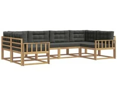 Lauko sofos komplektas su pagalve 6 pcs Balta ir antracito