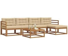 Lauko sofos komplektas su pagalve 6 pcs Natūralus ir bežinis