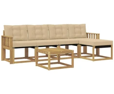 Lauko sofos komplektas su pagalve 6 pcs Balta ir kreminė