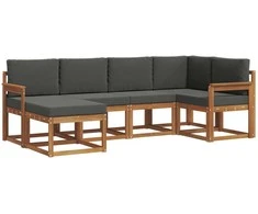 Lauko sofos komplektas su pagalve 6 pcs Natūralus ir antracitas